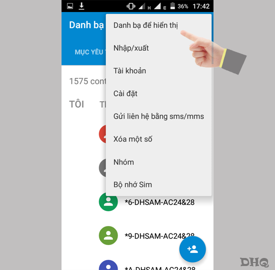 Chọn danh bạ để hiển thị